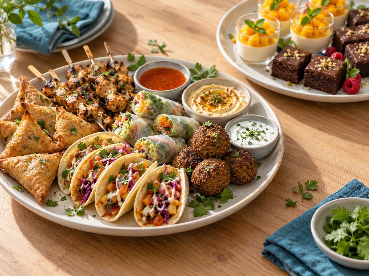 Fingerfood und Desserts auf einer Platte